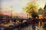 Thomas Kinkade Canvas Paintings - PARIS EIFFEL TOWER